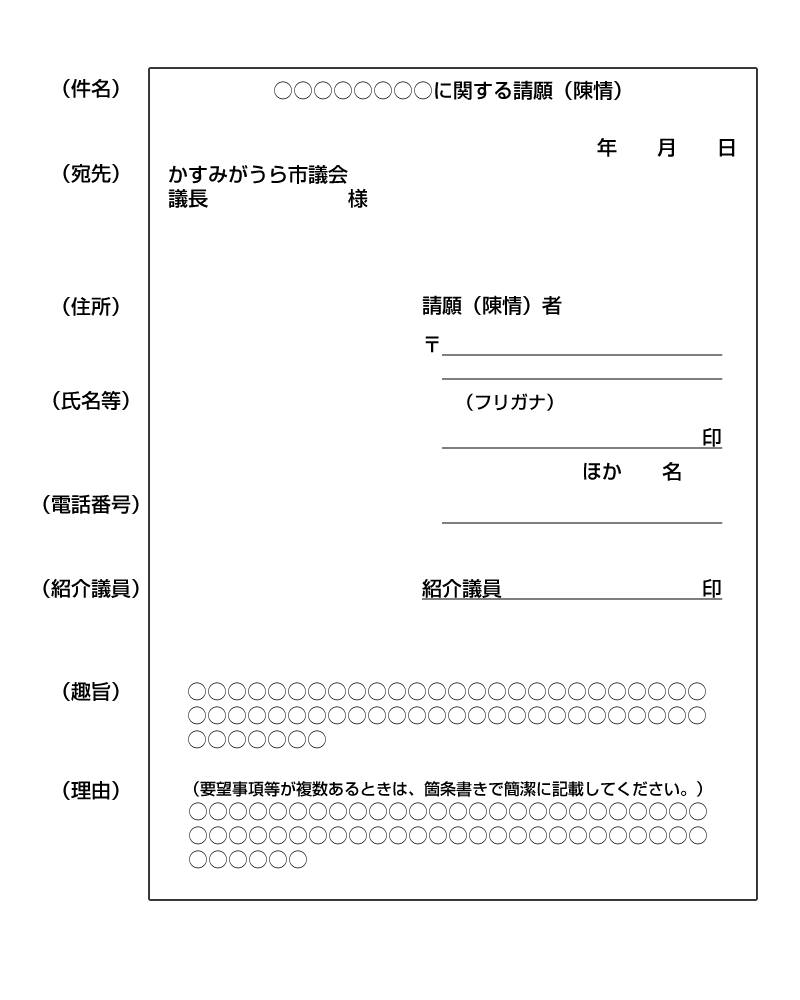 請願 陳情 書の書き方 かすみがうら市公式ホームページ