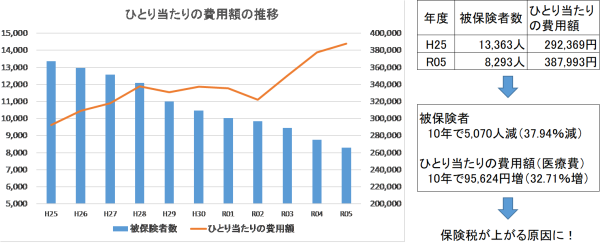 ひとり当たりの費用額の推移 H25‐R5